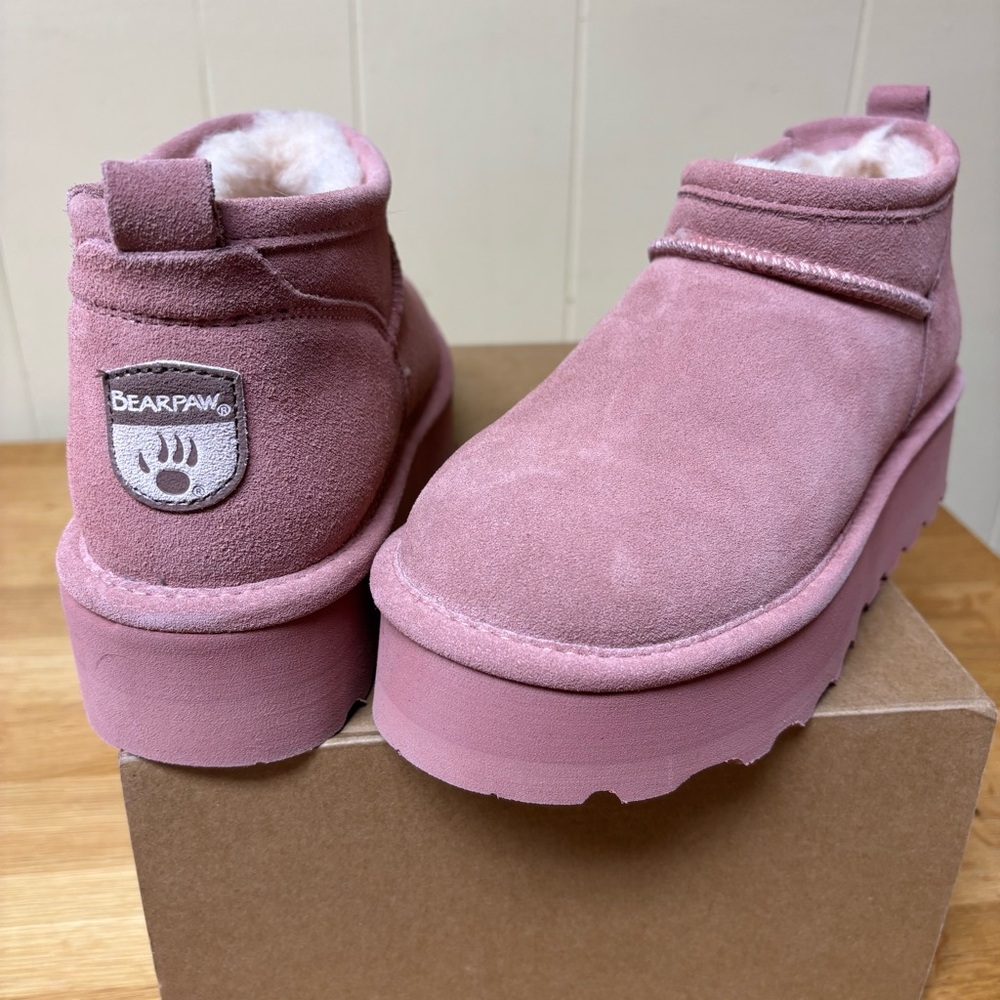 BearPaw Ankle Boots Retro Super Shorty Dusty Rose Women’s Size 8